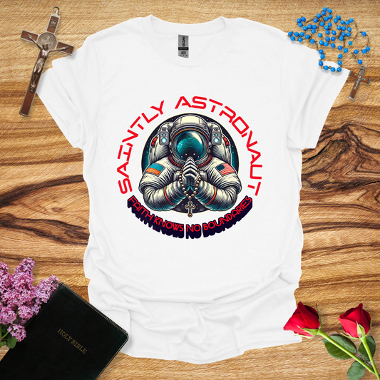 Saintly Astronaut: Faith Knows No Boundaries T-Shirt